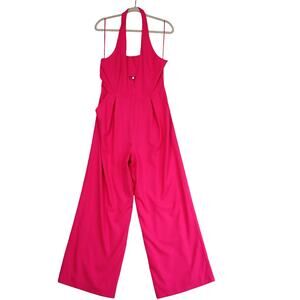 Skies Are Blue Womens Wide Leg Jumpsuit Size Medium Hot Pink Halter Neck Barbie